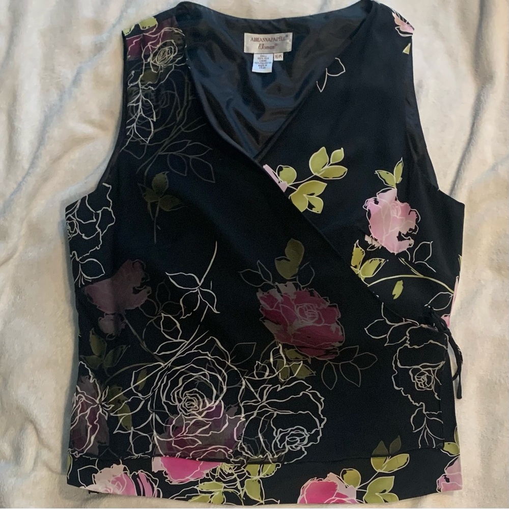 Vintage 100% Silk Adrianna Papell Wrap Top